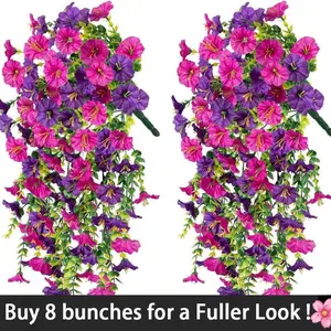 2/4/6/8 Pack Artificial Hanging Dendrobium Orchid PurpleFlowers, Fake Hanging Plants with Vivid & Long-LastingColor, Indoor & Outdoor Decor for Garden, Window Sill SummerVibes