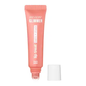 Revlon Glimmer Lip Treat Balm + Mask, Overnight Peptide Lip Treatment, Hydrating, 003 Peach Bellini, 0.4 fl oz