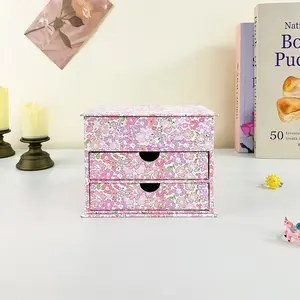 1 Floral Double Drawer Jewelry Box with Lid, Accessory Storage Gift Box, Desktop Storage Ornaments Box, Suitable for Home Decor, Home Items, Mother's Day, Valentine's Day, Christmas, Thanksgiving, Halloween Gifts