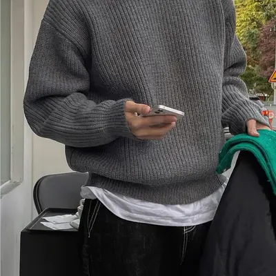 Grey Cable Knit Sweater Men TikTok Shop