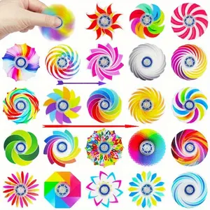 5 Piece Gyroscope Set, Mixed Colors and Patterns, Durable Plastic Stress Relief Toy, Anxiety Fidgets, Perfect for Birthday Party Gifts, Classroom Rewards, Holiday Presents