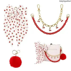 5 Pcs Gold Pearl Bag Extender Chain with Bow, Purse Strap Charms