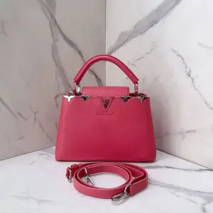 Pre-owned Louis Vuitton Calfskin Crossbody Bags Capucines BB Top Handle Hot Pink CPU1105