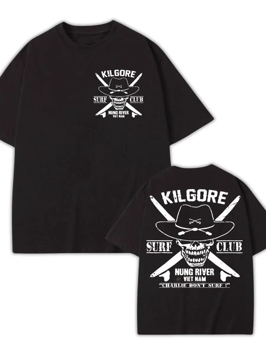 Men's Casual Stretch Short-Sleeve Kilgore Surf Club Tee - Apocalypse Now Movie Logo Unisex Graphic Tops, Classic Round Neck Menswear Top