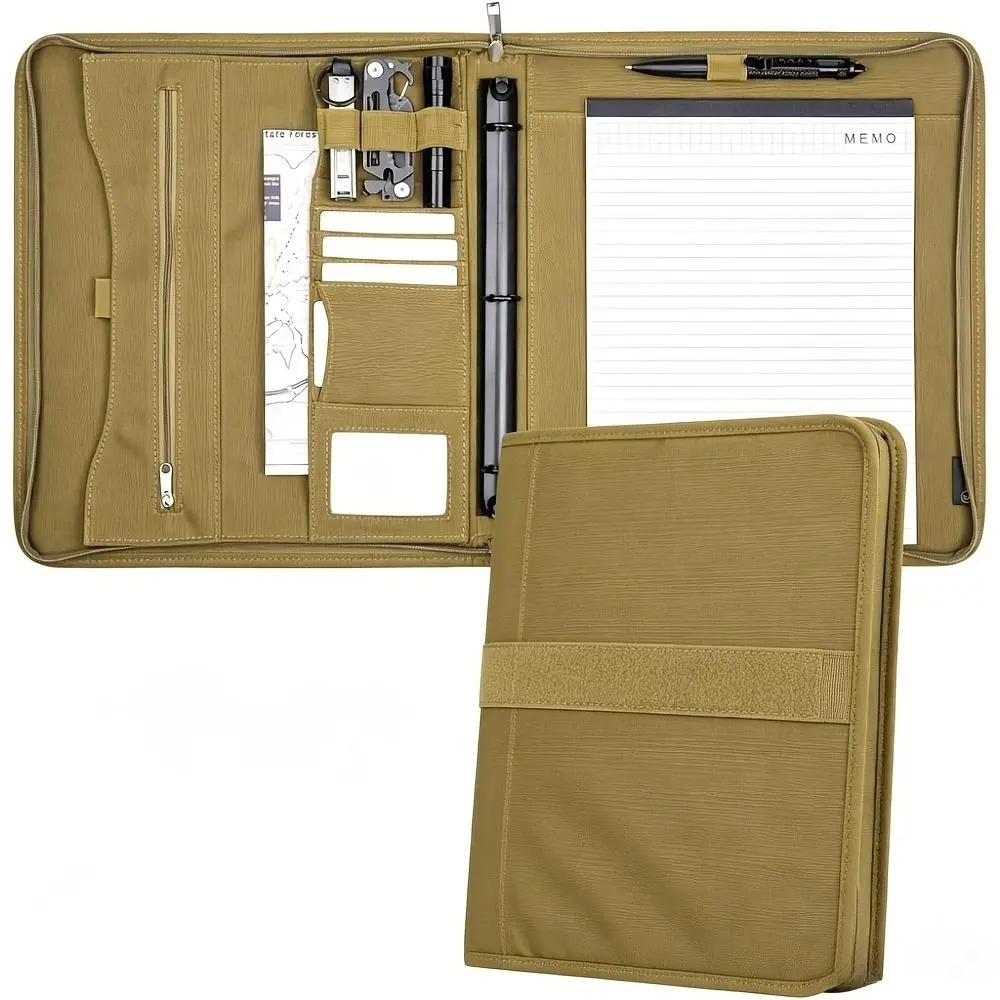 3-Ring Detachable Binder Planner Kit - Tactical Zipper Notebook Cover with Complete Writing Paper Set, Water/Dust/Wear-Resistant Hand-Carry Storage Folder for School Office Travel