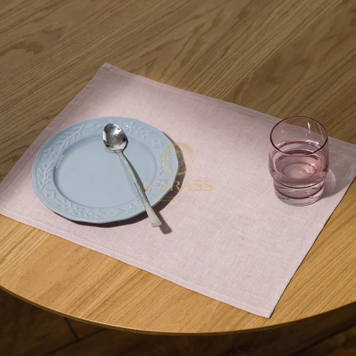 G-ERASS Luxury 100% Linen Placemats - Handmade in Boston, Eco-Friendly in Wood Rose