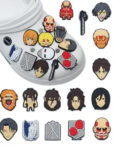 20pcs Anime Attack on Titan Shoe Charms Pendants, Shoe Embellishments, Cute Cartoon Footwear Accessories, Classic Loafer Wristband Charm, Party Gift