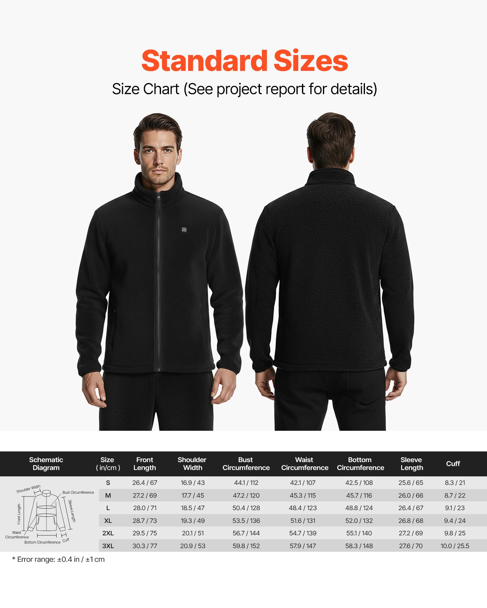 VEVOR Heated Fleece Jacket for Men, Heated Sweatshirt with 7.4V 16000mAh Rechargeable Power Bank Pack, 6 Heating Zones, 3 Temp Levels, 3h/6h/10h Warmth, for Winter Outdoor Camping, Black VEVOR Heated Fleece Jacket for Men, Heated Sweatshirt with 7.4V 16000mAh Rechargeable Power Bank Pack, 6 Heating Zones, 3 Temp Levels, 3h/6h/10h Warmth, for Winter Outdoor Camping, Black