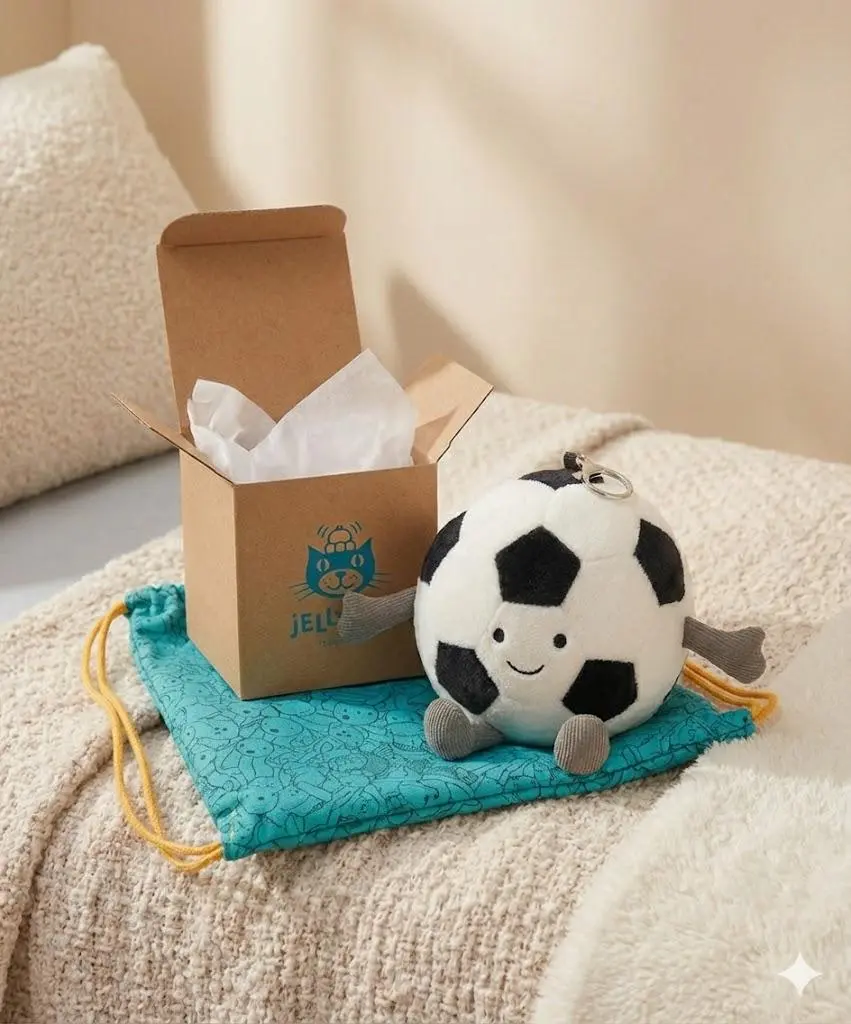 Official Jellycat Amuseable Sports Soccer Ball Plush Bag Charm Keyring