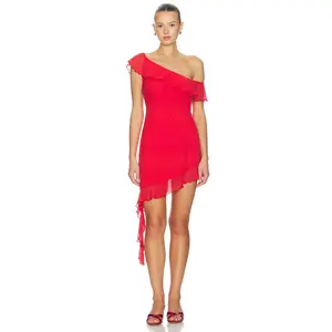 SNDYS Reyen Frill Mini Dress in Red Polka Dot