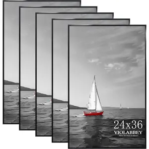 24x36 Poster Frame Set of 5, Black Picture Frames for Wall Mounting Vertically or Horizontally, Gallery Wall Frame