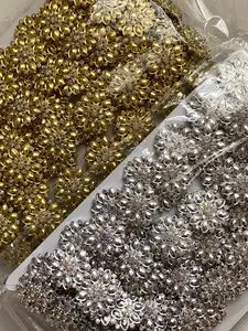 1" Plastic Sunflower W/ Rhinestone Trimming Gold or Silver- 5yds