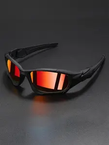 Unisex Sporty Sunglasses, Trendy Casual Wraparound Frame Sunglasses for Everyday Use, Fashion Accessories for Outdoor Activities