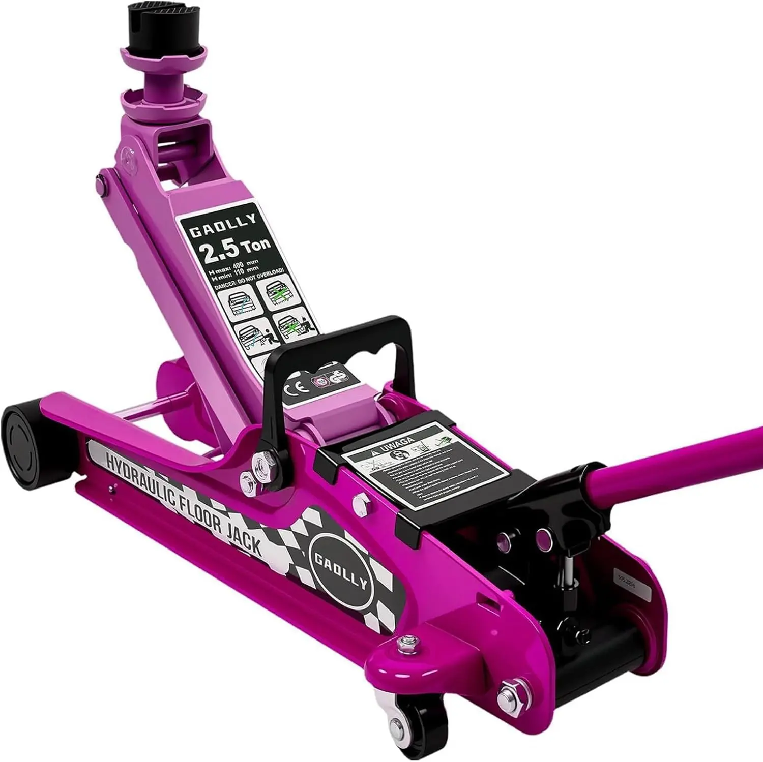2.5 Ton Low Profile Steel Floor Jack, Heavy-Duty Racing Jack with Slow Descent Safety & Smooth Control, GS/TUV/ASME Certified, 3.35"-14.96" Lift Range (Pin)