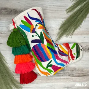 Otomi Embroidered Christmas Stocking - Small