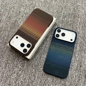 Compatible with iPhone 17 Pro Max Magnetic Phone Case Kevlar Texture Apple 16 Pro Half-Wrapped Carbon Fiber Texture Matte Heat Dissipation Protective Cover Accessories, Casing
