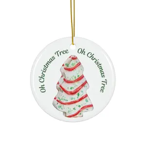 Christmas Tree Cake Oh Christmas Tree Round Ceramic Christmas Ornament