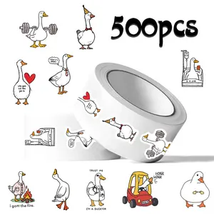 500pcs Fun Cartoon Goose Roll Stickers Series Funny Stickers for Sealing, Cups, Laptops, Suitcases, Notebooks, DIY Decoration Stickers, Birthday Gift