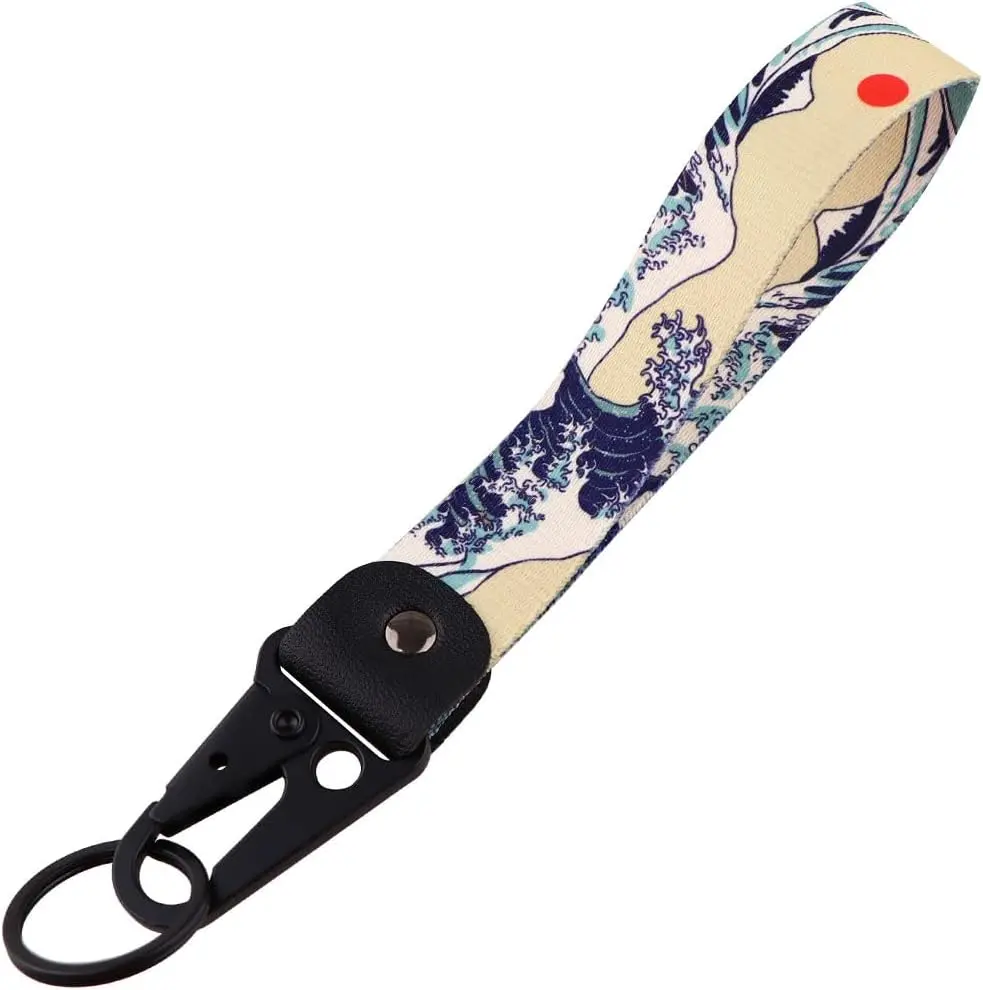 Wrist Lanyard for Keys Cute Keychain Short Lanyard Strap for Women Men Car Keys Wallet Phone Camera, Sea Wave