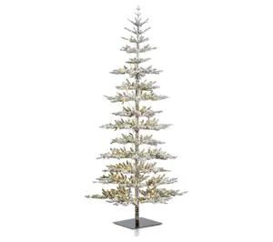 Glitzhome 9' Deluxe Pre-Lit Flocked Artificialristmas Tree