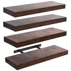 Floating Shelves for Wall Set of 4, Rustic Bathroom Shelves Over Toilet, Wall Shelves for Bedroom Living Room Decor, Floating Shelf Display Shelving