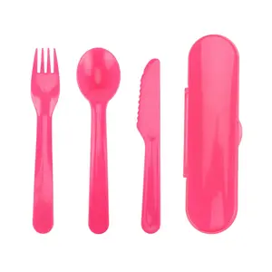 Plastic Utensil Set, Pink, 6 Count Pack with Various Plastic Utensils