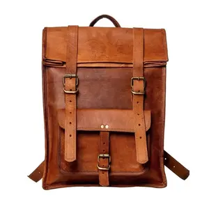 Classic Leather Roll Top Backpack