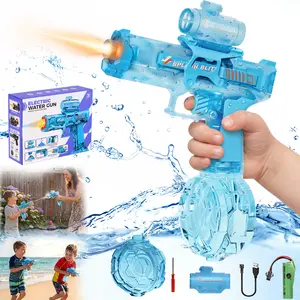 Electric Water Guns with Muzzle Light, Auto Water Gun Blaster, Squirt Gun Range 26-30 FT, Harmless Water Gun Toy,Outdoor Party Summer Water Guns Shooting Game Toy ,Ideal Watergun Gift for Kids & Adults, Summer Party Battle Games