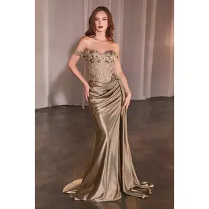 ADALEE LACE FITTED GOWN - MACHA GOLD