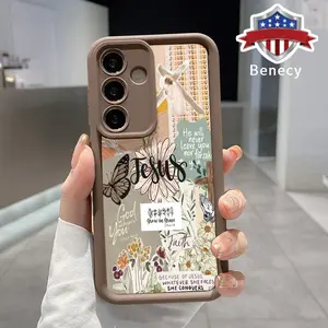 TPU Phone Case Compatible with Galaxy S23 Ultra S24 Plus S25 S22+ Jesus Aesthetic Design Pattern Pocket-Friendly Shockproof Silicone Protective Soft Smartphone Casing