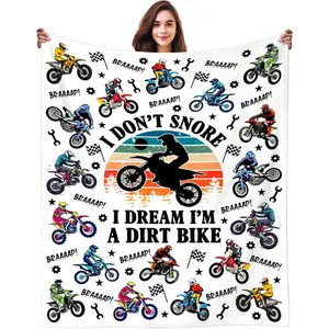 Dirt Bike Blanket Gifts Motorcycle Stuff Blankets and Throws Plush Soft Flannel Merch Cute Funny Dirt Bike Gifts for Men Women Girls Boys Kids Teens Adults Room Decor