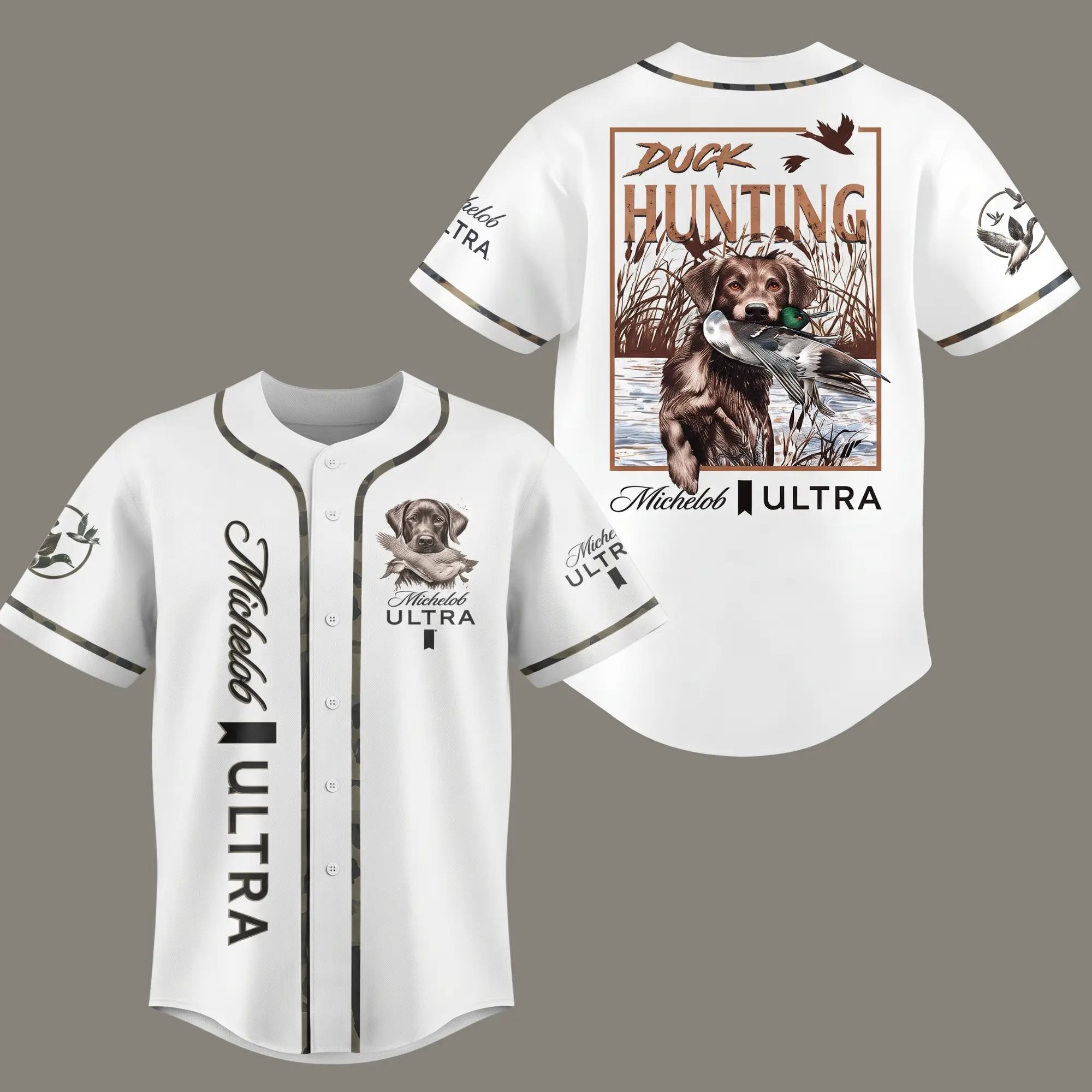 Beer Hunting Jersey, Funny Hunter Button Down Jersey, Camo Outdoor Fishing and Hunting Gift