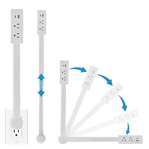 Power Socket Extenders, USB-A, USB-C and 2 AC Power Socket Extension Rods Extend 18-27 Inches Into Hard-to-reach Spaces and Rotate 180°.