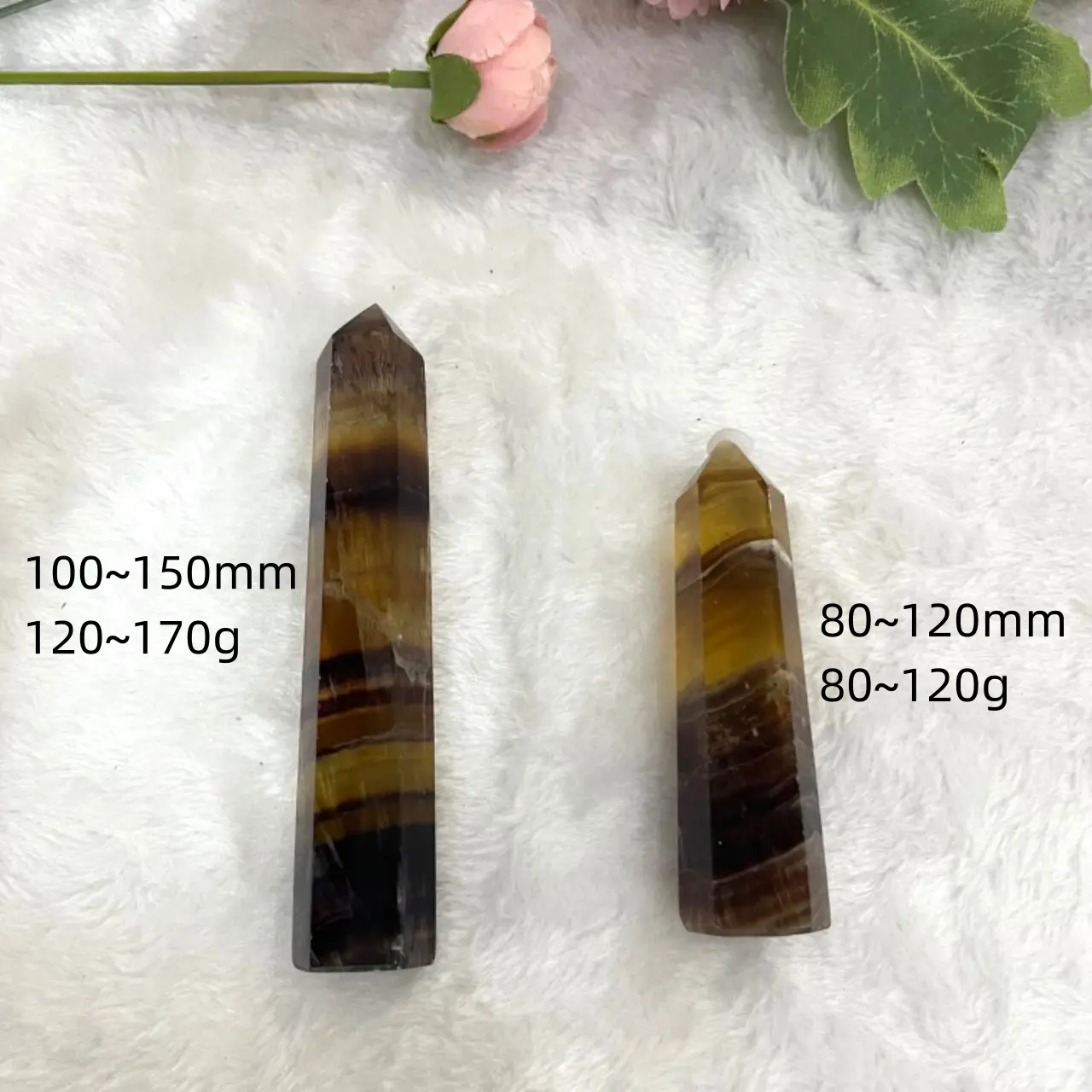 Yellow Fluorite Wand Healing Crystal Wands 6 Faceted From IG Crystal