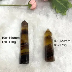Yellow Fluorite Wand Healing Crystal Wands 6 Faceted From IG Crystal