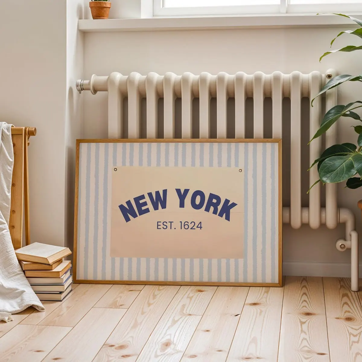 New York Coastal Flag Wall Art, Preppy Coquette Poster, Cute Chic Home Decor, Perfect Gift for NYC Lovers, East Coast Print, Unframed