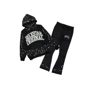 Peril Black Pearl Stone Hoodie Stacked Flare Track Set