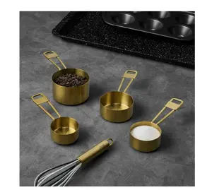 Gold Stainless Steel 4-Piece Nesting Measuring Cup Set - Versatile and Durable Design for Various Measurements