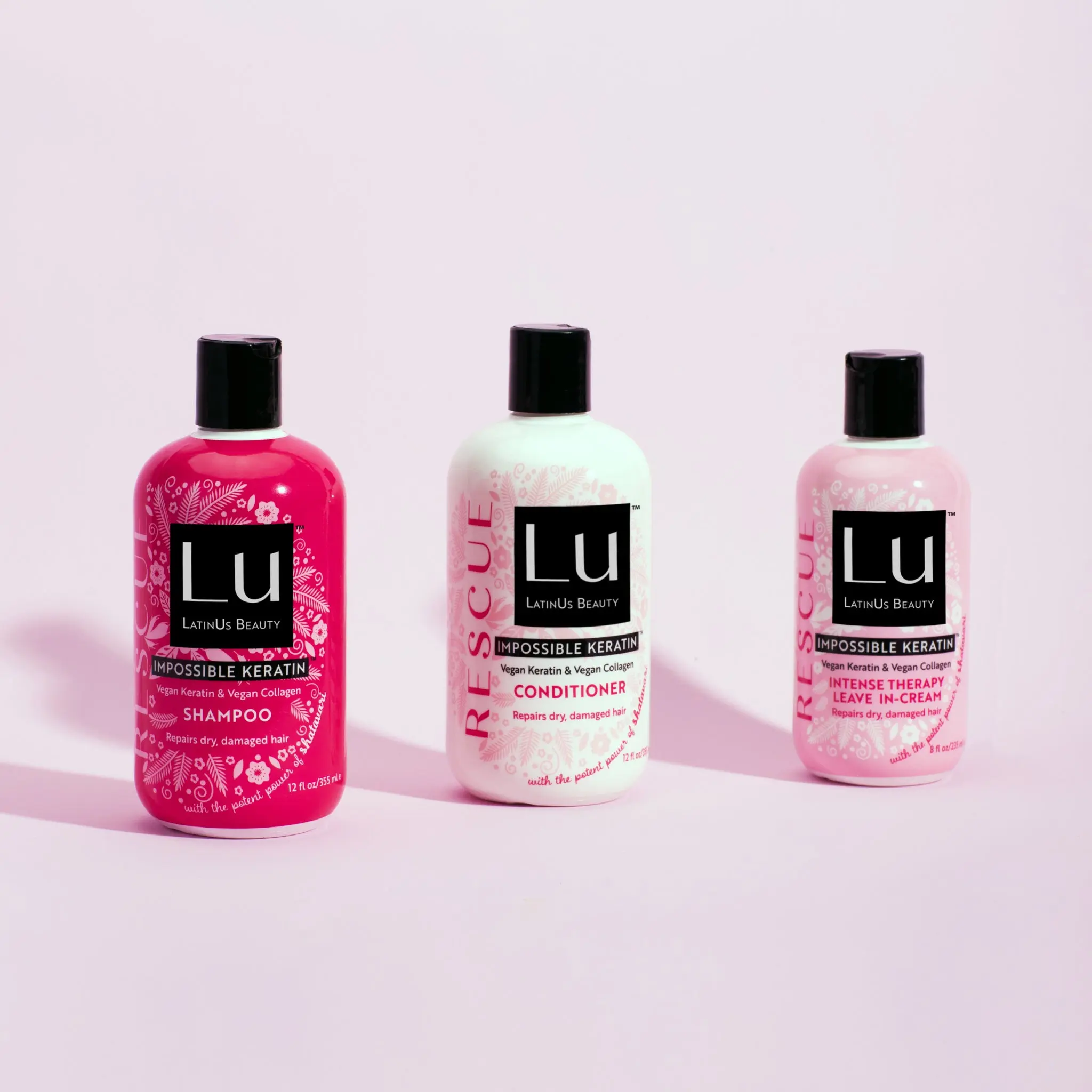 Lu Rescue Collection 3-Piece Repair & Restore Hair Set 12oz Shampoo, 12oz Conditioner, 8oz Styling Cream (Total 32 oz)