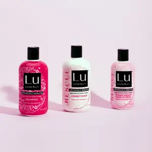 Lu Rescue Collection 3-Piece Repair & Restore Hair Set 12oz Shampoo, 12oz Conditioner, 8oz Styling Cream (Total 32 oz)