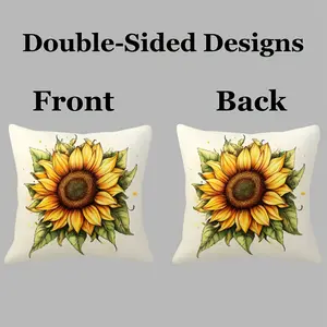 1pc 18x18 Inch Sunflower Plush Pillow - Double-Sided Printed Soft Decorative with Zipper Closure, Contemporary Yellow & Brown Floral Design for Sofa Bed Living Room Decor, Machine Washable Short Plush for home Accent (No Insert Included) - Ideal Gif