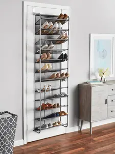 Mainstays 12-Tier over the Door Shoe Rack for 36 Pairs, Metal, Gray