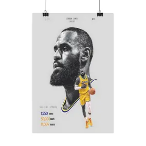 Witness Greatness:  James "The King" Luxury Sports Canvas Art Made from Sustainable Eco-Materials - Iconic Basketball Wall Decor for Man Cave & Office - Choose Your Style: Frame or Classic Unframed Poster
