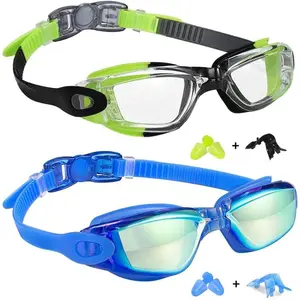 Kids Swim Goggles, Pack of 2 Swimming Goggles for Children Teens, Anti-Fog Anti-UV Youth Swim Glasses for Age4-16
