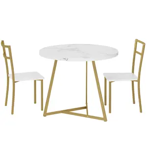 New Upgraded 1 table 2 chairs MDF round dining table and chairs