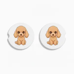 Poodle Doodle Kawaii Style Apricot – Ceramic Car Coasters
