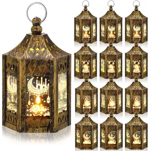1/4/6Pcs Ramadan Decorative Lights, Six-Sided Mubarak Pattern Hanging Lamp, Table Centerpiece, Eid al-Fitr Home Atmosphere Decor, Religious Home Decor