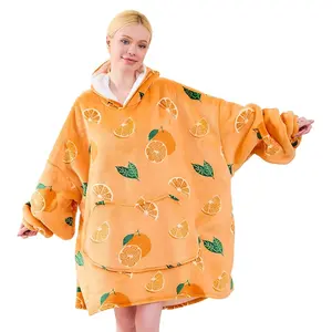 Oversized Wearable Blankets, Unisex Roomy Sweatshirt, Wearable Hoodies for Ladies, Pajamas Warm Cozy, Suitable For Cold Weather, Plush Sherpa Material, Oversized Fit, Winter Pajamas,  Comfortable Soft Top Womenswear