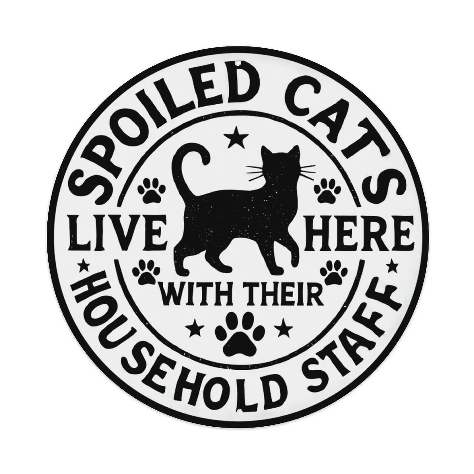 Retro "Spoiled Cats & Household Staff" Tin Sign - Humorous Cat Wall Art for Kitchen, Living Room & Pet Home Decor,8"x8"