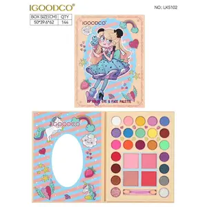 27-color cartoon pattern eyeshadow palette, matte and shimmer blush with brush, new multi-color hot-selling women's makeup eyeshadow foundation palette